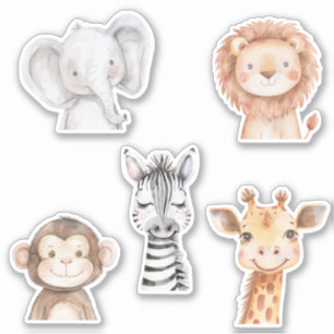 Elefant Giraffe Löwe Affe Zebra  Aufkleber