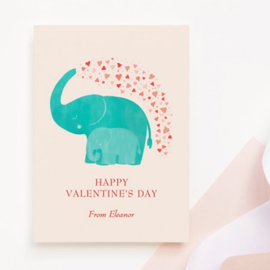 Elefant Glücklicher Valentinstag Kinder Foto Mitteilungskarte