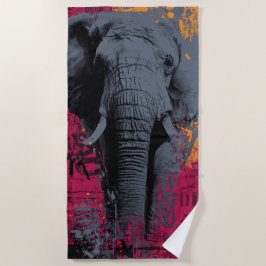 Elefant Graffiti Pop Art Portrait Strandtuch