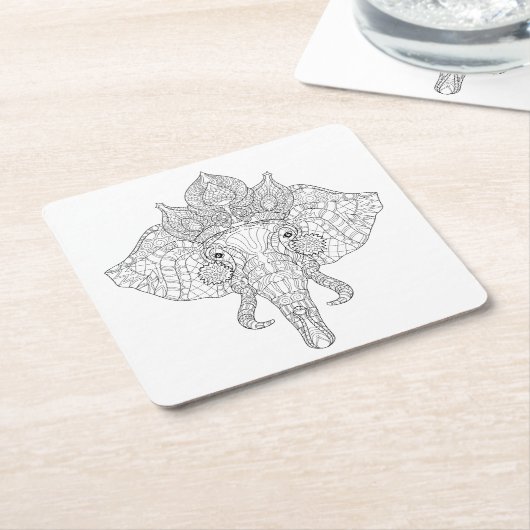 Elefant HauptZendoodle Rechteckiger Pappuntersetzer (angewinkelt)