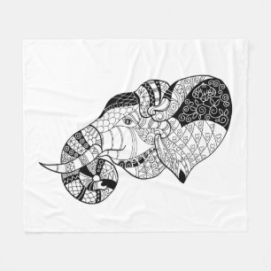Elefant HauptZenstyle Gekritzel Fleecedecke