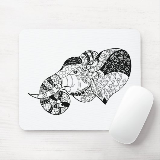Elefant HauptZenstyle Gekritzel Mousepad (Mit Mouse)