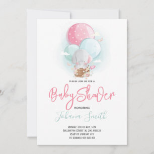 Elefant Heißluftballon Baby Shower Einladung