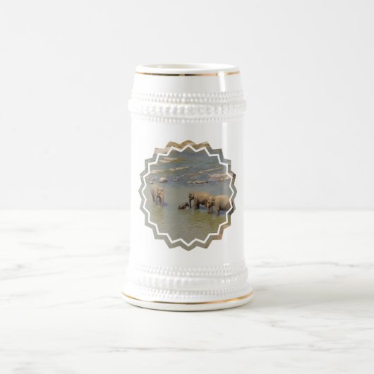 Elefant-Herden-Bier Stein Bierglas (Mittel)