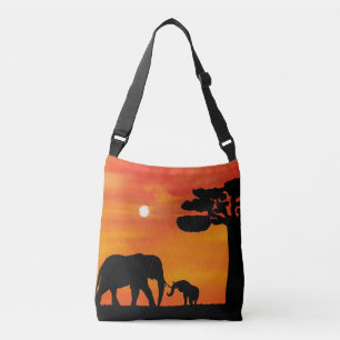 Elefant, ,Himmel ,Tiere ,Sonnenaufgang ,Natur ,Afr Tragetaschen Mit Langen Trägern