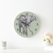 Elefant-Hintergrund Große Wanduhr (Zuhause)