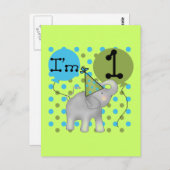 Elefant ich bin 1 Geburtstagsgeschenke Postkarte (Vorne/Hinten)