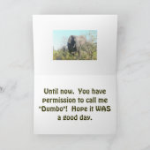 ELEFANT "ich vergesse nie ein Geburtstag" /BELATED Karte (Innenseite)