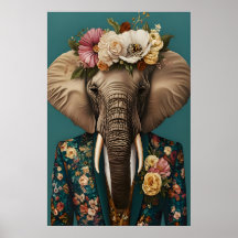 Elefant im Anzug Poster, Elefant Portrait