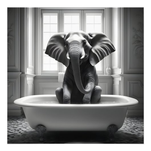 Elefant im Bad Fotodruck (Vorne)