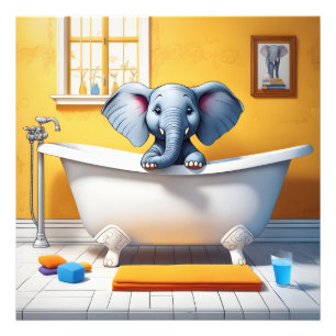 Elefant im Bad Fotodruck