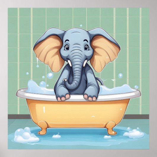 Elefant im Bad Poster (Vorne)