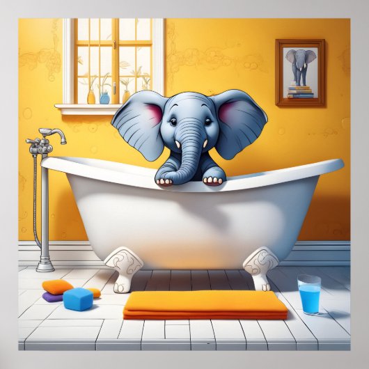 Elefant im Bad Poster (Vorne)