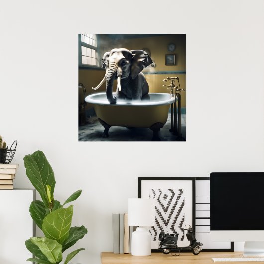 Elefant im Bad Poster (Heimbüro)