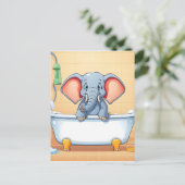Elefant im Bad Postkarte (Stehend Vorderseite)