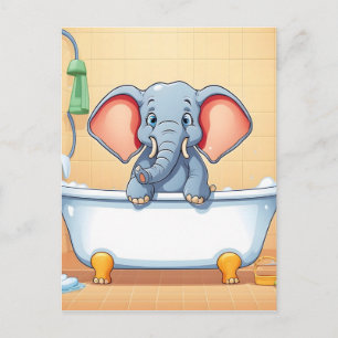 Elefant im Bad Postkarte