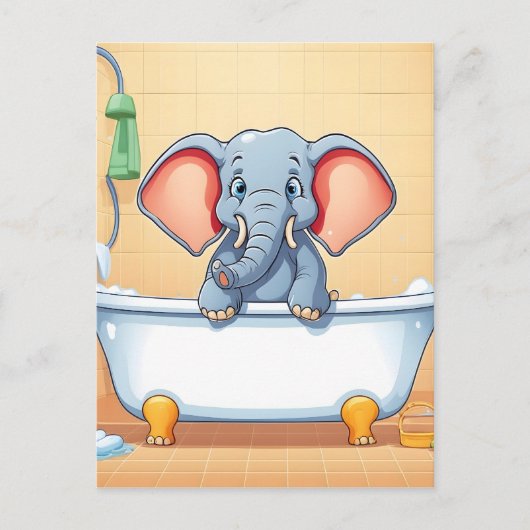 Elefant im Bad Postkarte (Vorderseite)