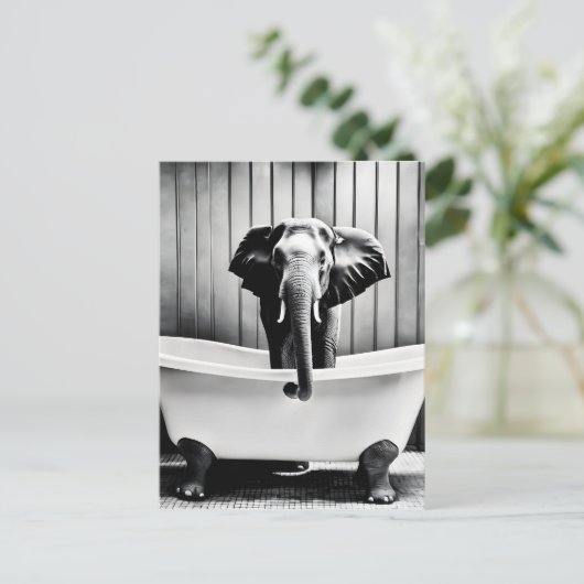 Elefant im Bad Postkarte (Stehend Vorderseite)
