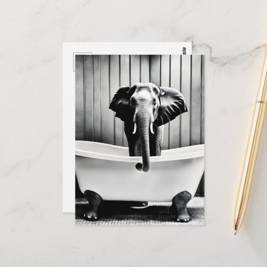 Elefant im Bad Postkarte (Vorderseite/Rückseite Beispiel)
