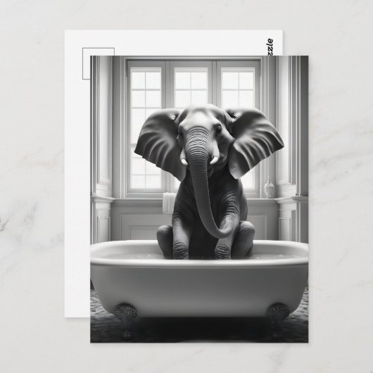 Elefant im Bad Postkarte (Vorne/Hinten)