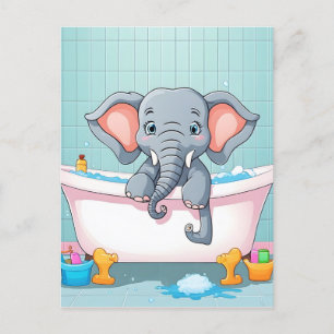 Elefant im Bad Postkarte