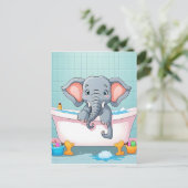 Elefant im Bad Postkarte (Stehend Vorderseite)