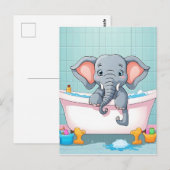 Elefant im Bad Postkarte (Vorne/Hinten)