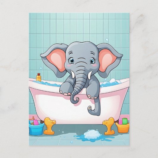 Elefant im Bad Postkarte (Vorderseite)