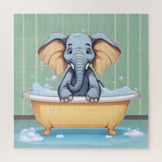 Elefant im Bad Puzzle (Vertikal)