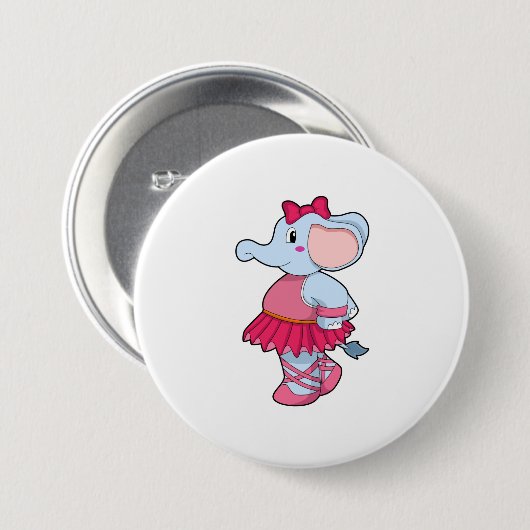 Elefant im Ballet mit Rock Button (Vorne & Hinten)