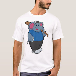Elefant im Baseball mit Baseballschläger T-Shirt