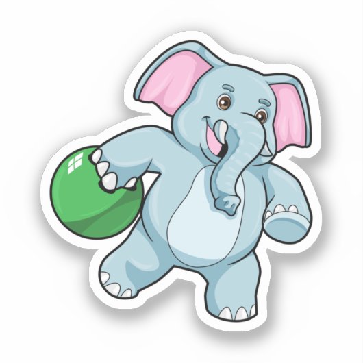 Elefant im Bowling mit Bowlingball Aufkleber (Vorderseite)