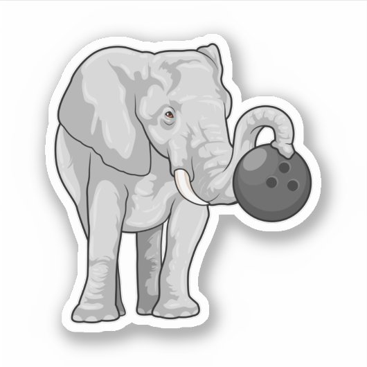 Elefant im Bowling mit Bowlingball Aufkleber (Vorderseite)