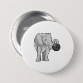 Elefant im Bowling mit Bowlingball Button (Vorne & Hinten)