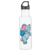 Elefant im Bowling mit Bowlingball Edelstahlflasche (Vorderseite)