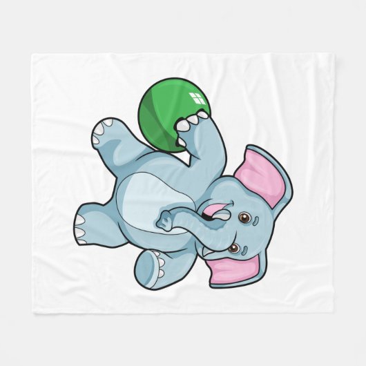 Elefant im Bowling mit Bowlingball Fleecedecke (Vorderseite (Horizontal))