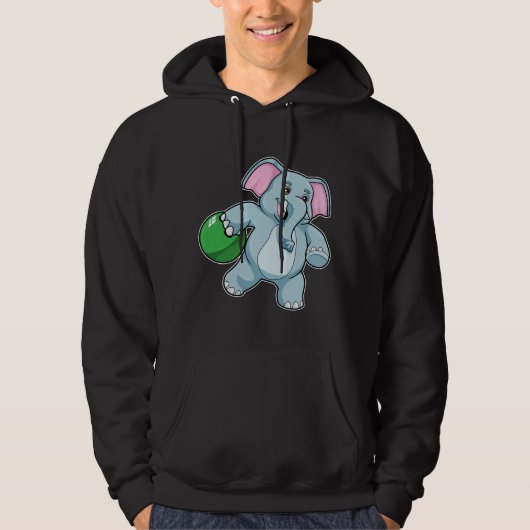 Elefant im Bowling mit Bowlingball Hoodie (Vorderseite)
