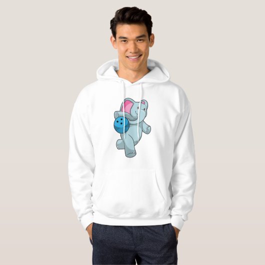 Elefant im Bowling mit Bowlingball Hoodie (Vorne ganz)