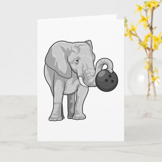 Elefant im Bowling mit Bowlingball Karte (Gelbe Blume)