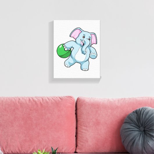 Elefant im Bowling mit Bowlingball Leinwanddruck (Insitu (Wohnzimmer))