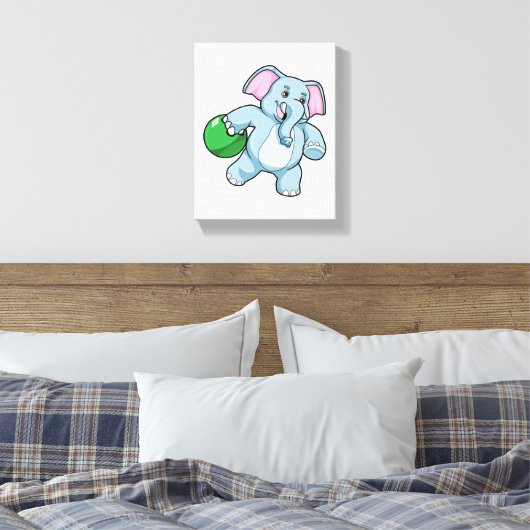Elefant im Bowling mit Bowlingball Leinwanddruck (Insitu (Schlafzimmer))