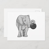 Elefant im Bowling mit Bowlingball Postkarte (Vorne/Hinten)