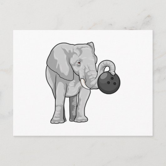 Elefant im Bowling mit Bowlingball Postkarte (Vorderseite)