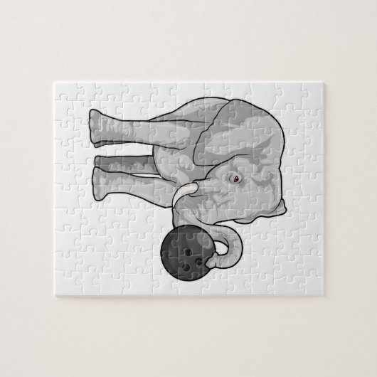 Elefant im Bowling mit Bowlingball Puzzle (Horizontal)