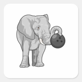 Elefant im Bowling mit Bowlingball Quadratischer Aufkleber