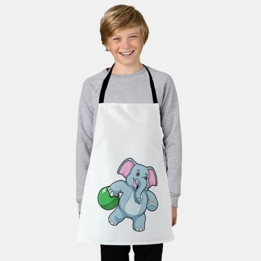 Elefant im Bowling mit Bowlingball Schürze (Getragen)