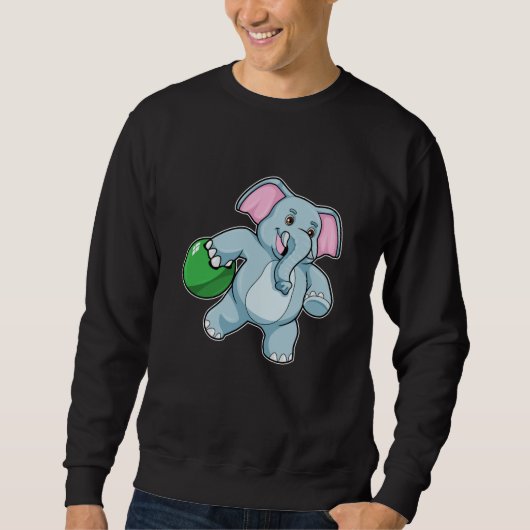 Elefant im Bowling mit Bowlingball Sweatshirt (Vorderseite)
