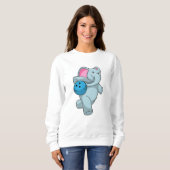 Elefant im Bowling mit Bowlingball Sweatshirt (Vorne ganz)