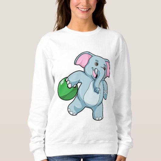 Elefant im Bowling mit Bowlingball Sweatshirt (Vorderseite)