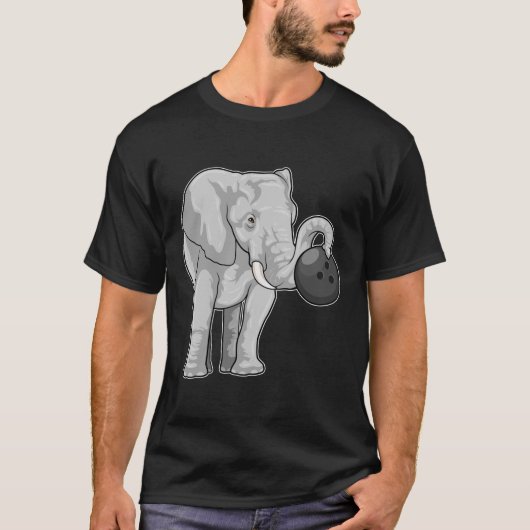 Elefant im Bowling mit Bowlingball T-Shirt (Vorderseite)